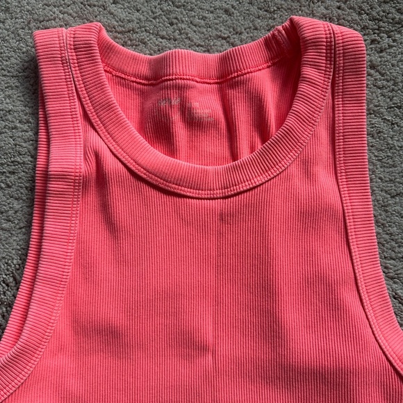 Aerie Bundle 2 Cropped Ribbed Tank Tops Razorback Size XL Neon Pink and Cream - Picture 4 of 9